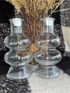 Crescent Clear glass candle holders NEW